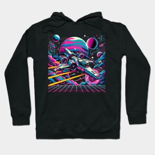 Neon Cosmos: 80s Sci-Fi Space Adventure Hoodie